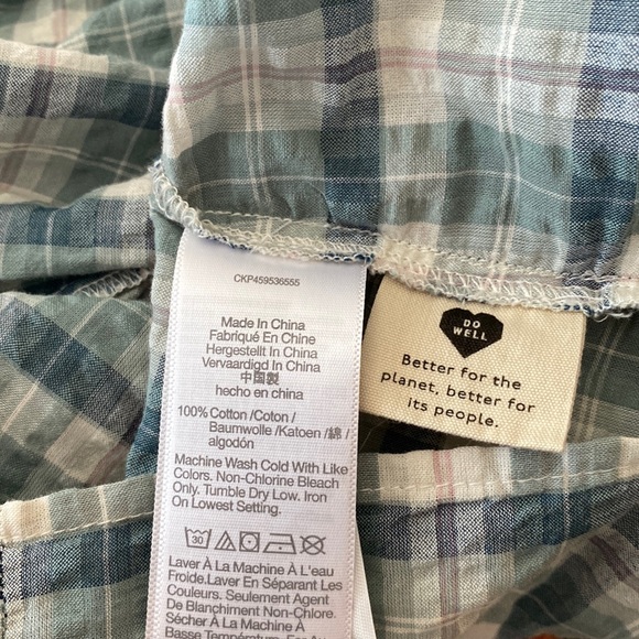 Madewell Plaid Puff-Sleeve Ruched Bodice Top Size X Large - Picture 9 of 10